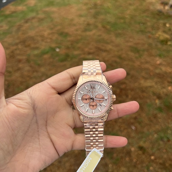 MICHAEL KORS LEXINGTON unisex WATCH ROSE GOLD jubilee bracelet - Picture 10 of 12